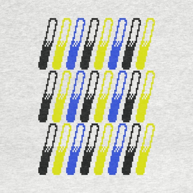 Blue, Yellow, Black Pixelated Diagonal Lines Pattern by TheJadeCat